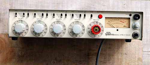 The front panel of the HPM-41 mixer by RTS Systems